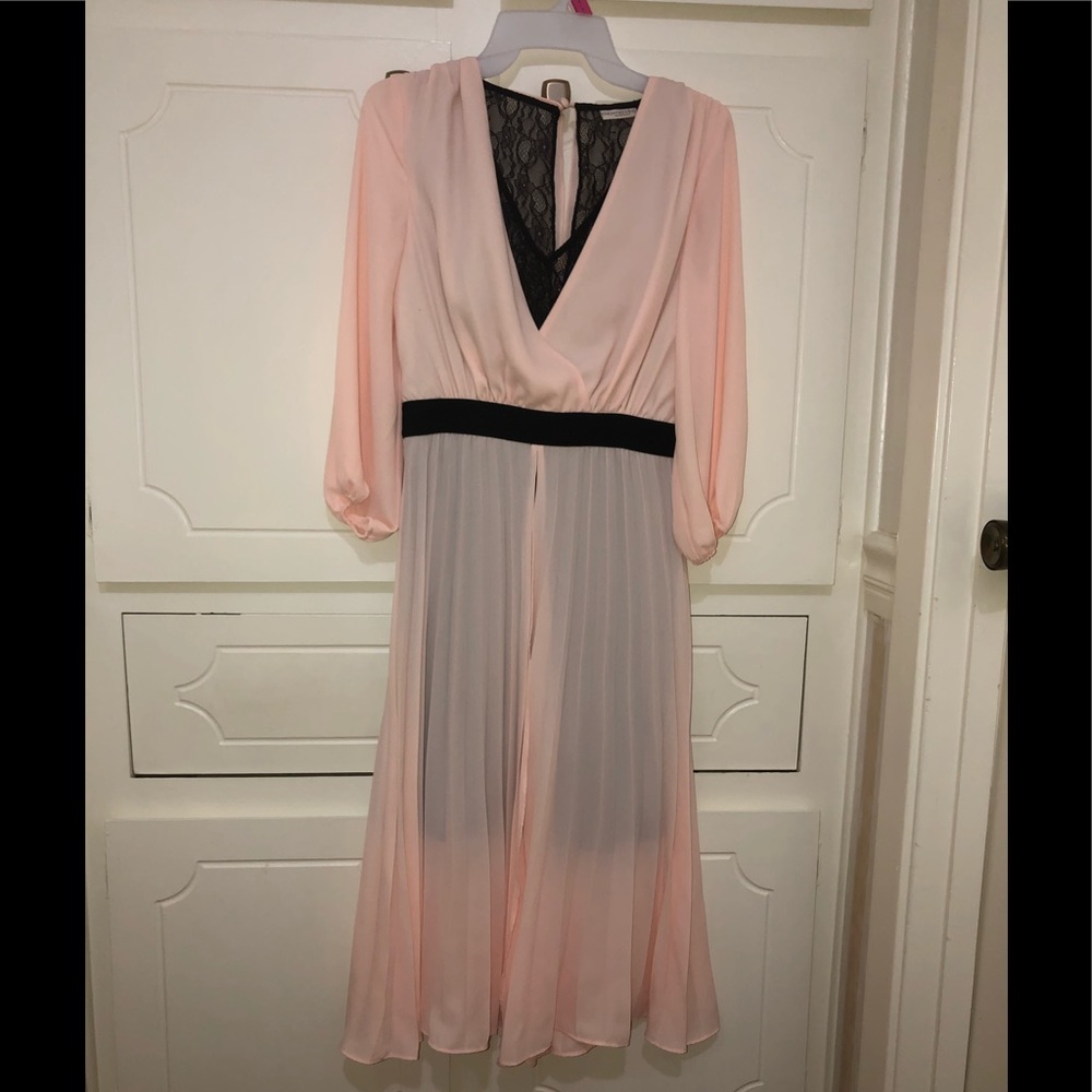 New York & Company: blush color and black dress